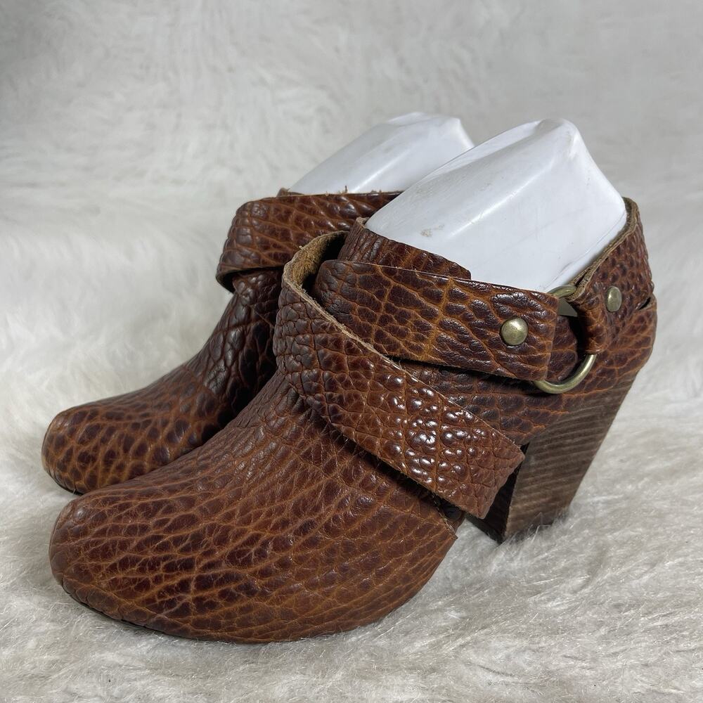 Kork-Ease The Original Brown Croc Embossed Leather Clogs Heels Women’s 7.5